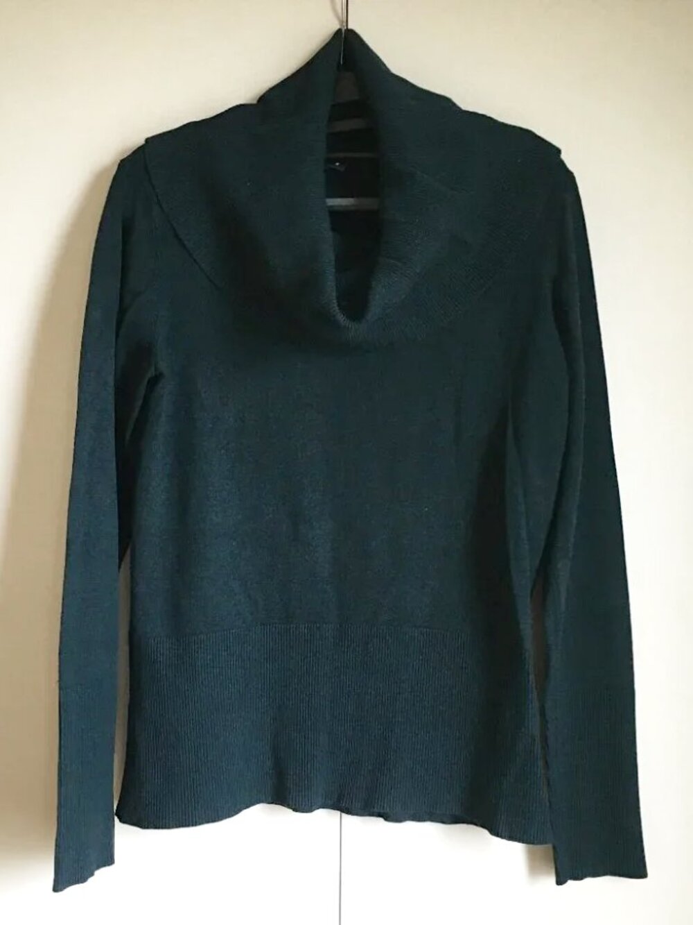 Soyaconcept Dark Green Cowl Neck Ribbed Waist Knit Sweater - L